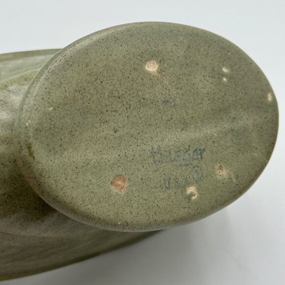 Vintage Haeger Pottery Green Oval Compote Planter Mid Century - Picture 13 of 16